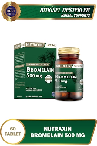 Nutraxin Bromelain 500 Mg Takviye Edici Gıda 60 Tablet