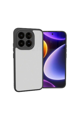 Xiaomi 15t Kılıf Kamera Korumalı Şeffaf Arka Yüzey Mkst New Roll Kapak - Siyah Siyah