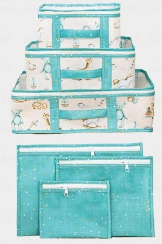 Onikiden 6 Lı Bebek Doğum Çanta Seti, Çok Kullanışlı Düzenleyici Seyahat 6 Lı Set Mavi Beyaz - Mavi