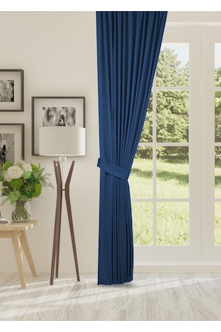 Cheap's Home Petek Dokulu Kadife Dokuma Normal 1 X 2.5 Pileli Fon Perde Lacivert