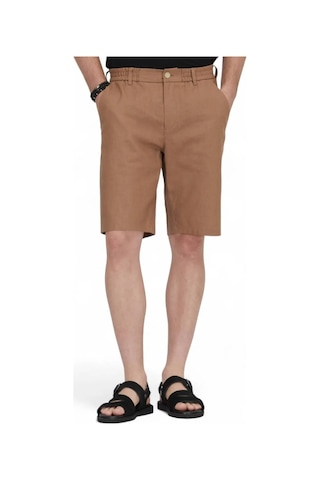 Kahverengi Dokuma Jogging Fit Casual Pamuk Karışımlı Bermuda Kahverengi