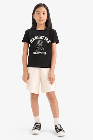 DeFacto Kız Çocuk Beli Lastikli Kargo Cepli Şort B0840A825HSER233 Ekru