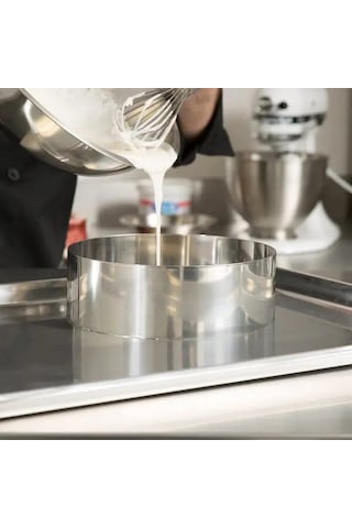 Fida Ayarlı Yuvarlak Pasta Çemberi Paslanmaz Yükseklik 15 Cm Inox