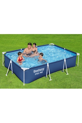 Bestway 56411 Steel Pro Dikdörtgen Yerüstü Prefabrik Havuz Seti 3,00 M X 2,01 M X 66