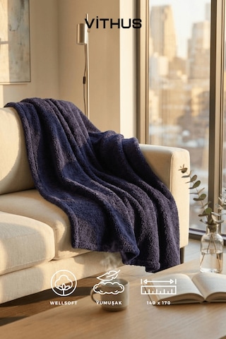 Wellsoft Tv Battaniyesi Peluş Polar Ultra Yumuşak Battaniye 140x170 Cm Lacivert