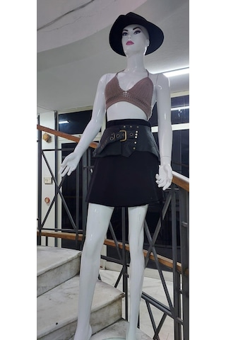 Eren Style Boho Antik Tokalı Zımbalı Hakiki Deri Kemer 80 Cm-95 Cm -9276 Siyah