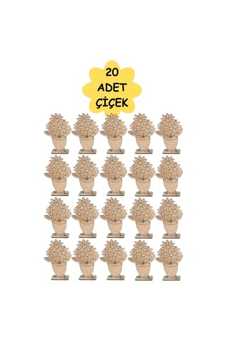 Vazo Cicek 20 Li Vazolu Çiçek Ahşap Oyuncak Aktivite Karne Hediyesi Yaz Okulu Kreş Anaokulu