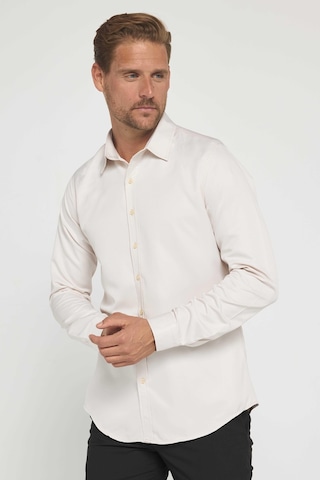 Tudors Slim Fit Uzun Kollu Kolay Ütü Teri Emen Nefes Alan Doku Kravatlık Dört Mevsim Taş Renk Erkek Gömlek-31633-taş Taş