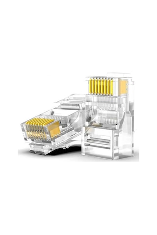 Koodmax - 100 Adet - 50u" Gold Plated Cat6 Rj45 Konnektör - 8p8c Ethernet Kablo Ucu Modüler Fiş Jak