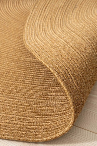 Nostera Örgü Hasır Görünümlü Yuvarlak Daire Dekoratif Kilim Kahverengi