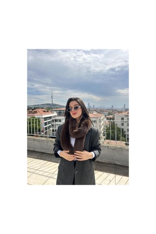 Mollycrush Kadın Peluş Atkı Yumuşak Dokulu, Sıcak Tutan Ve Şık Kış Aksesuarı Kahverengi