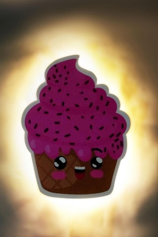 Çocuk Odası Bebek Odası Led Işıklı  Cupcake Baskılı Mdf Duvar Süsü