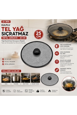 Storeşahin Yağ Sıçratmaz Tel Kapak Kulplu Metal Çerçeve 25 Cm Shn0720