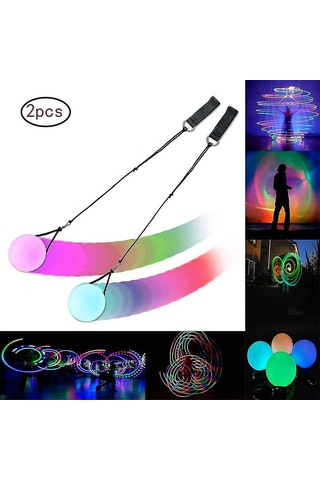 Singree Yumuşak Silikon-rubber Led Işıklı Poi Topları, 8cm Çaplı, 2 Adet, Renk Değiştiren, Dayanıklı, Ev Ve Dışarıda Oynanabilir, Stres Atma, Hediye Çok Renkli