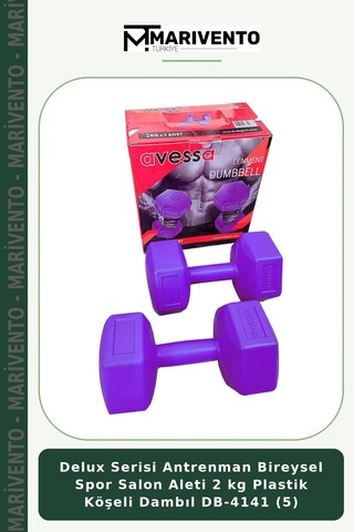 Delux Serisi Antrenman Bireysel Spor Salon Aleti 2 Kg Plastik Köşeli Dambıl Db-4141 5