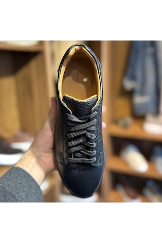 Alza %100 Hakiki Deri Erkek Sneaker Günlük Rahat Ve Şık Ayakkabı - Siyah