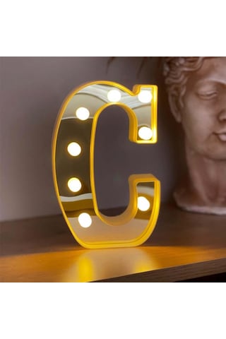Dekoratif Led Işıklı 3d C Harfi Büyük Boy Organizasyon Doğum Günü