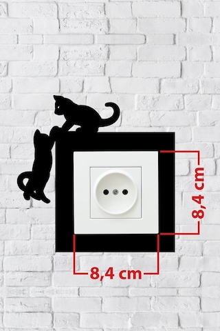 Kedi Priz Çerçevesi İç Ölçü 8,4x8,4 Cm Dekoratif Priz Kenarlık Süsü - Anahtar Çerçevesi