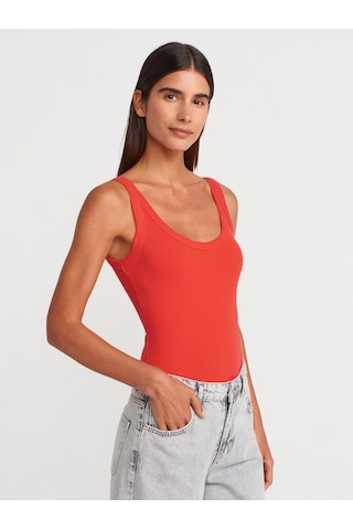 Dilvin 21053 Askılı Bodysuit-kırmızı Kırmızı