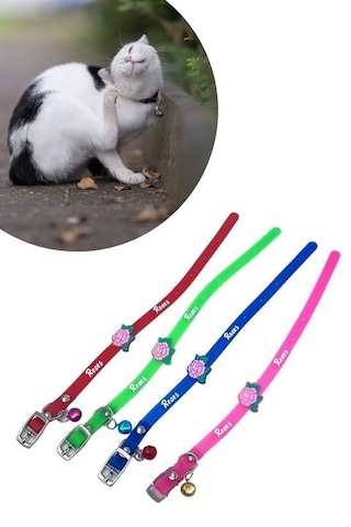 Çıngıraklı Zilli Sevimli Renkli Slikon Kedi Köpek Boyun Tasması 5332 Açık Bej - Bej