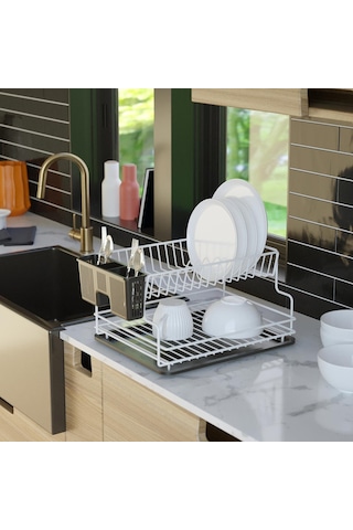 Teknotel Kb005 İki Katlı Tabaklık Bulaşıklık Beyaz