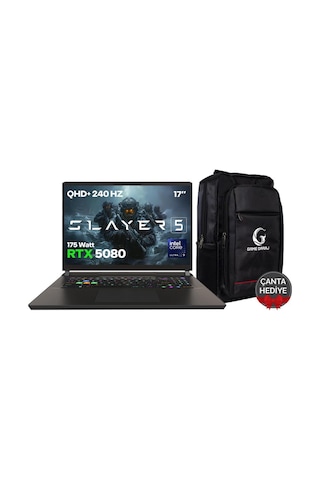 Game Garaj Slayer5 9XL-5080 C1 u9-275HX 32 GB 1 TB SSD RTX5080 17" QHD+ IPS Dos Dizüstü Oyuncu Bilgisayarı
