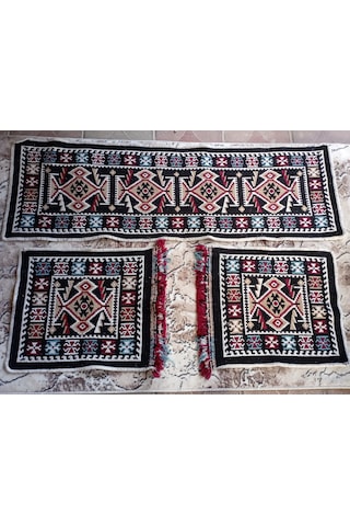 Parlak Dokuma Oto Koltuk Kilim Siyah