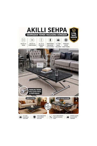 Juppo Üst Tabla Mdf Siyah Mermer Oval Köşe Alt Krom Dışa K