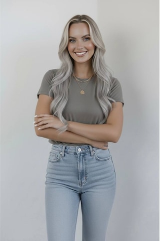 Hashtag Kadın Bisiklet Yaka Kısa Kollu Body Basic Tişört Viskon Kumaş Gri