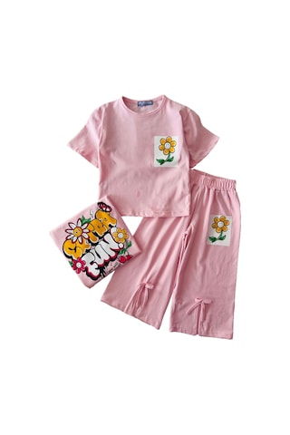 Miniğimin Cicileri Fun Arka Ve Ön Baskılı Yırtmaç Detaylı 2 Li Takım - Pembe