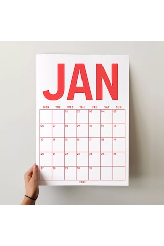 2027 Aylık Planlayıcı Duvar Takvimi, 33x48 Cm & A4 Poster Takvim, Aile Takvimi, Gökkuşağı Renkleri Görseldeki Renk