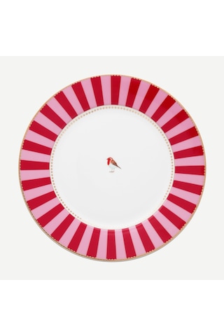 Kırmızı Pembe Porselen Yemek Tabağı 26,5 Cm