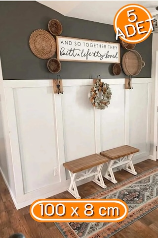 İskandinav Duvar Çıtası - 1 Paket 5 Adet 100cm X 8 Cm