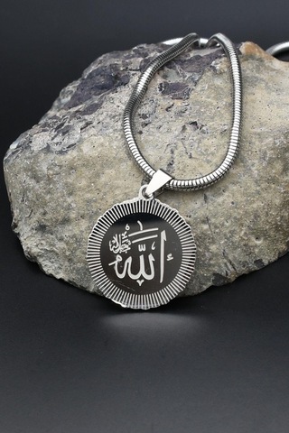 Allah Yazlı Kolye Paslanmaz Çelik Zincir 902294 Gümüş