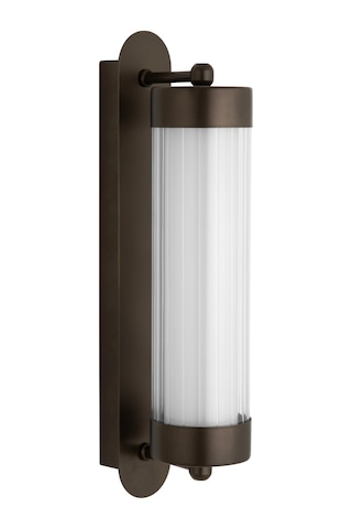 7lux Bronz Silindirik Dış Mekan Led Duvar Apliği Çizgili Opal Difüzörlü 6500k