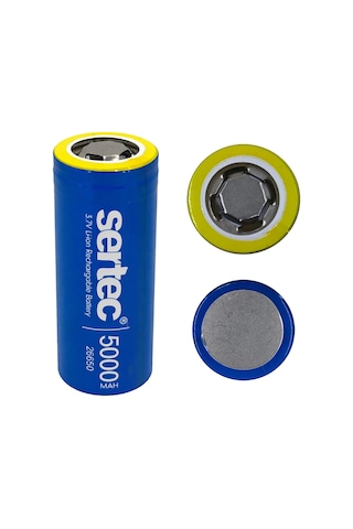 Sertec 26650 Şarjlı Pil 5000mah 3.7v Li-ion Başlıksız Düz 4lü