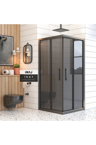 İmaj Banyo Troy Füme Cam Kare Duşakabin Siyah
