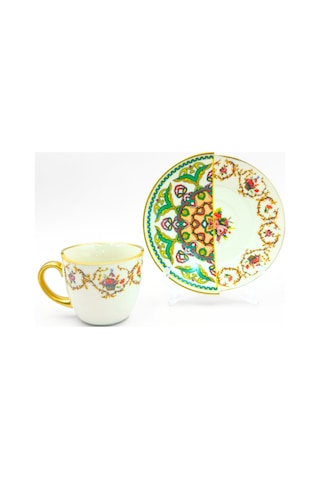İki Desenli Verde 6 Lı Kahve Takımı Çok Renkli