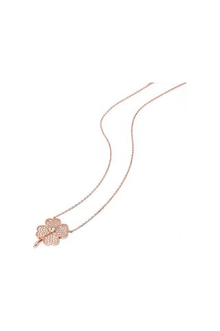 Brezza Lusso Jewelry Luck Serisi Dört Yaprak Caoverleaf Gümüş Kadın Kolye 45 CM 45 CM
