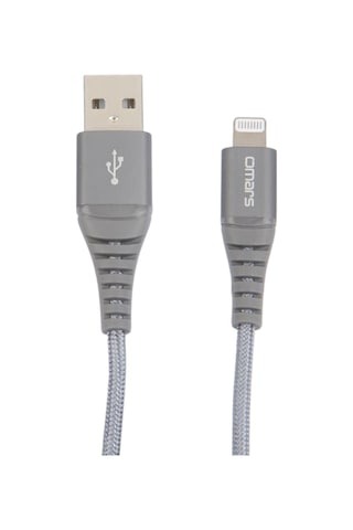 Omars MFI Sertifikalı USB to Lightning iPhone / Apple Uyumlu iPad Hızlı Şarj ve Data Kablosu 1 Metre Gri
