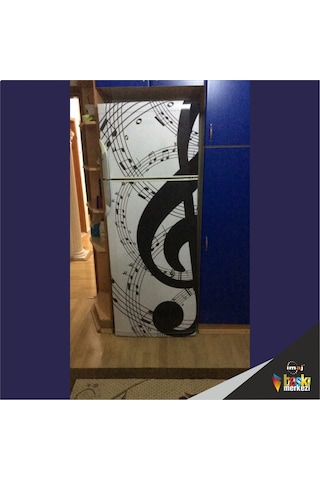 Nota Müzik Buzdolabı-Bulaşık Makinesi Kapak Sticker Folyo Kaplama