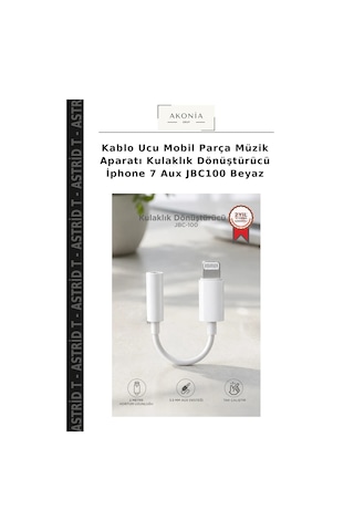 Kablo Ucu Mobil Parça Müzik Aparatı Kulaklık DönüştürücüApple iPhone Uyumlu 7 Aux Jbc100 Beyaz