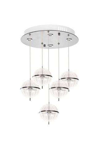 Eray Aydınlatma 8265-4+1 5li Krom Sarkıt Led Avize Krom