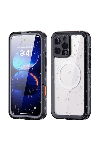 Apple Uyumlu iPhone 16 Pro Max Kılıf 360 Ön Ve Arka Koruyucu Kapak Su Geçirmez 1-1 Silikon Zırhlı Kapak Siyah