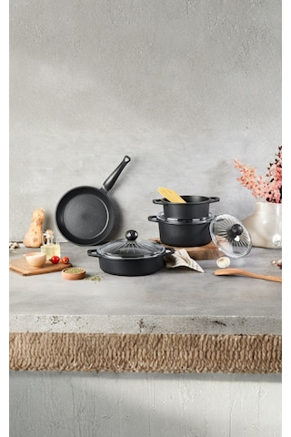 Elmas Döküm 7 Parça Set Siyah