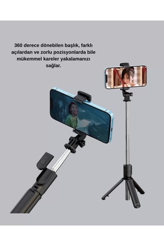 Home Bluetooth Selfie Çubuğu 360 Dönebilen Başlık, Kablosuz Bağlantı