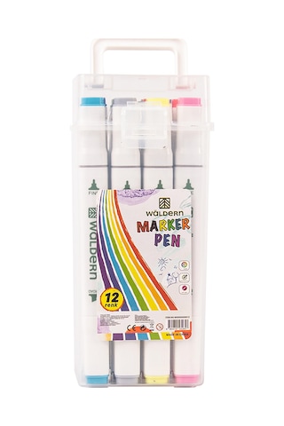 Waldern Premium 12'li Çift Taraflı Kalem Seti + Plastik Taşıma Ve Koruma Çantalı