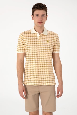 U.S. Polo Assn. Erkek Regular Fit Polo Yaka Krem Desenli Tişört 50299672-VR071