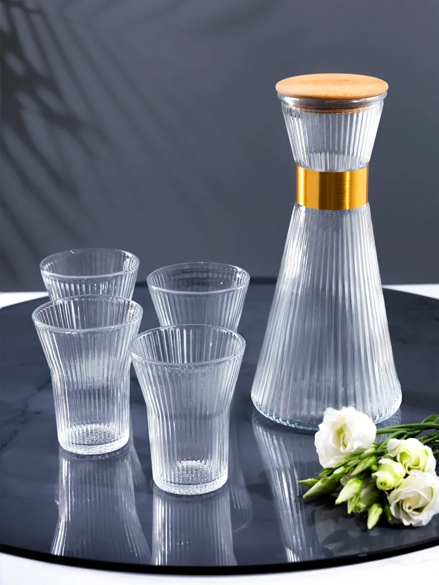 Homelabshop Cam Su Sürahisi Kapaklı Ve Bardaklı 397208905