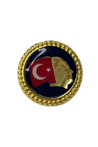 Özel Seri Metal Ata Bayrak Hatıra Objesi Yaka Süsü Anı Rozeti Altın